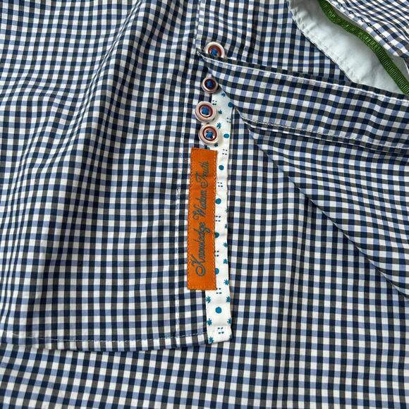 Robert Graham Tailored Fit Shirt Large Gingham Embroidered Cuffs Cotton - Picture 6 of 8